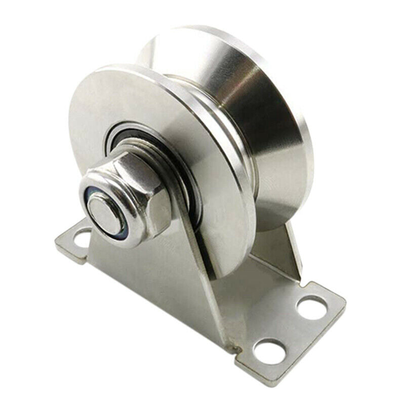 1-Pack V-Type Stainless Steel Pulley Block Mute Beas Groove Sliding Roller TraF2