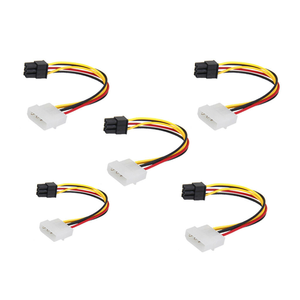 5x 4pin Male to 6 pin Female Video Card Power Adapter Cable 18cm/7.08 inch