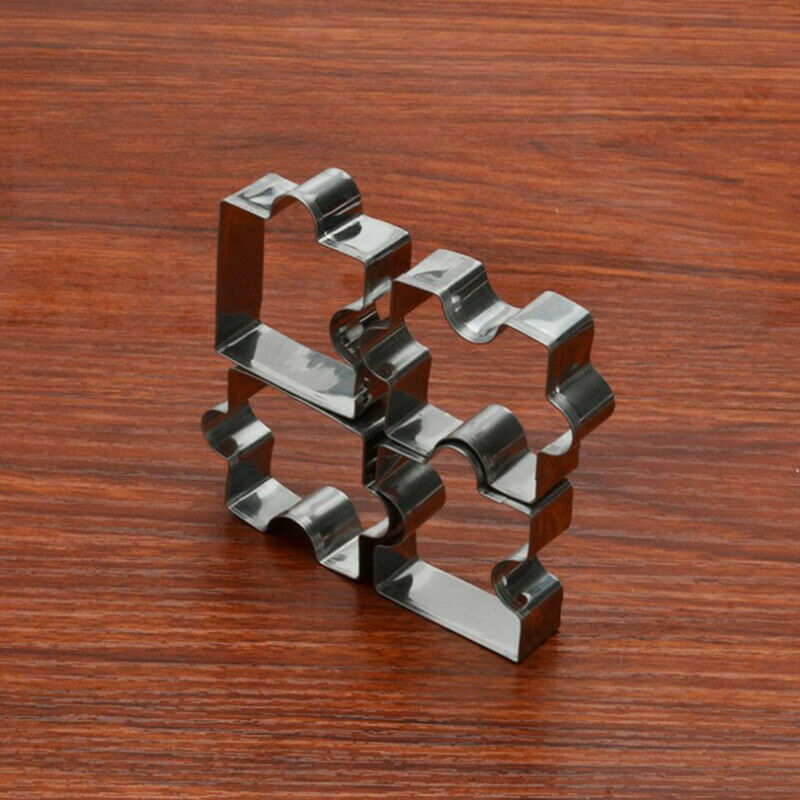 4pcs Cookie Cutter Different Jigsaw Puzzle Shapes Stainless Steel Baking .l8