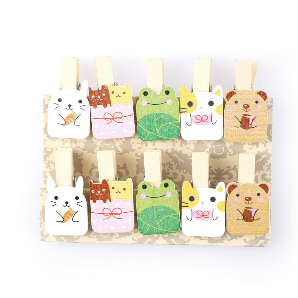 10x  Cartoon animal rabbit Wood Clip Photo Paper Pegs Craft Decoration td.l8