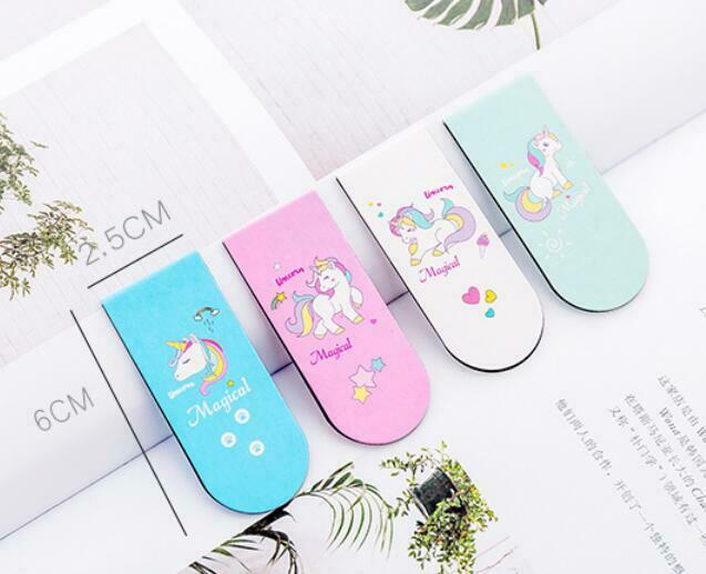 4pcs unicorn Magnetic Bookmarks Student Book Folder Marker school Supplies