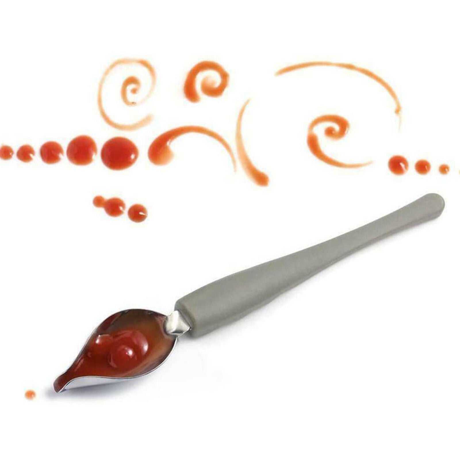 2PCS Chef Valon Sauce Plating Art Pencil Dish Draw Tool Spoon Stainless Steel