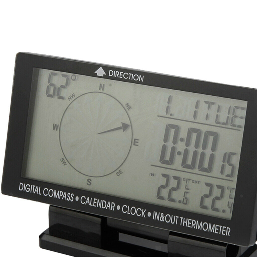 4.6 " LCD Display Blue LED Auto Digital Compass Clock Thermometer Calendar .