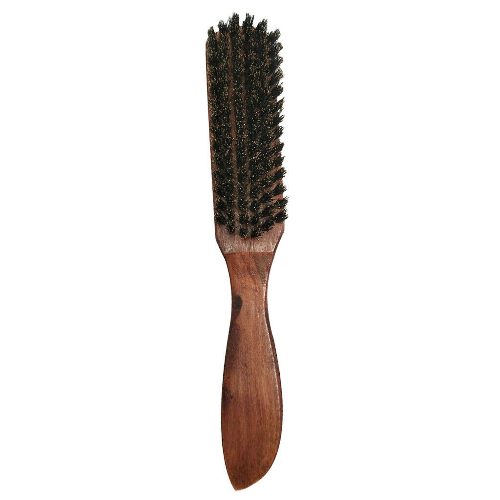 Men Firm Bristle Brush Beard Mustache Grooming Shaving Wooden Comb Curved