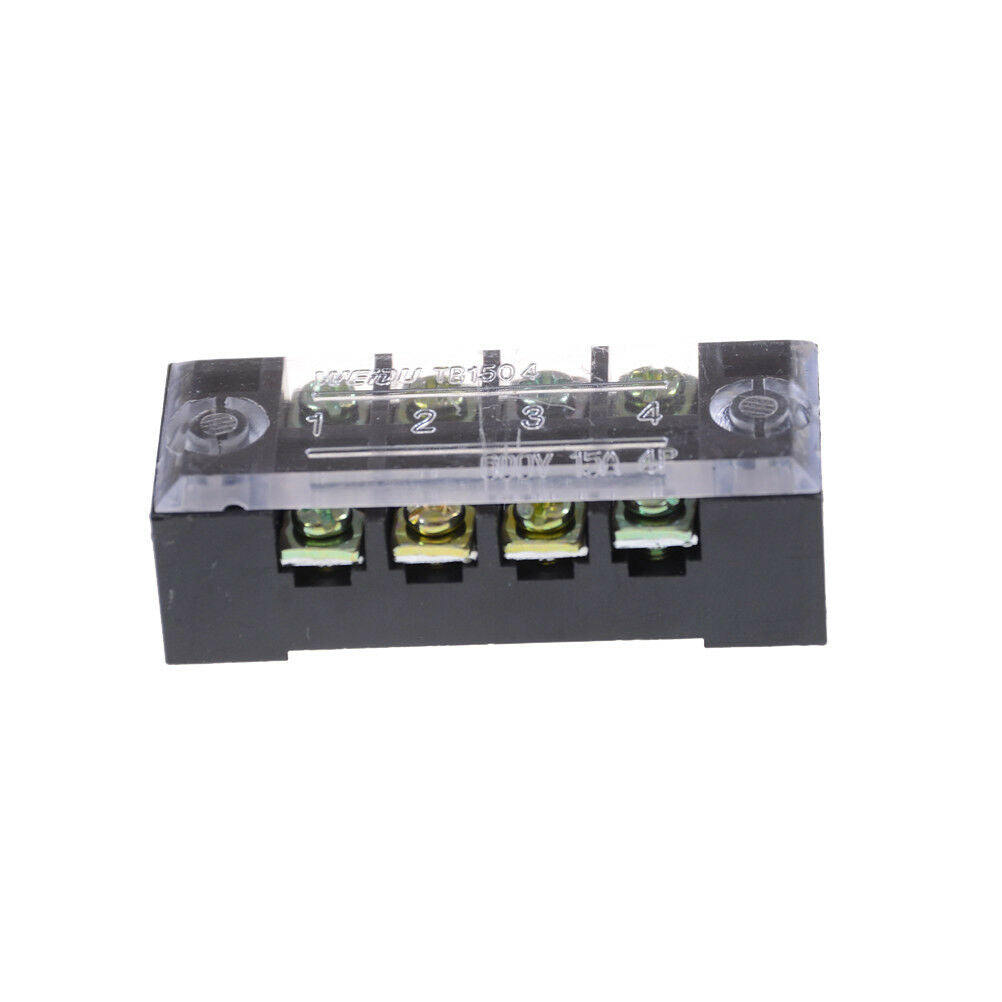 3Pcs TB-1504 4 Positions Dual Rows Covered Screw Terminal Block 600V 15A DHX Tt