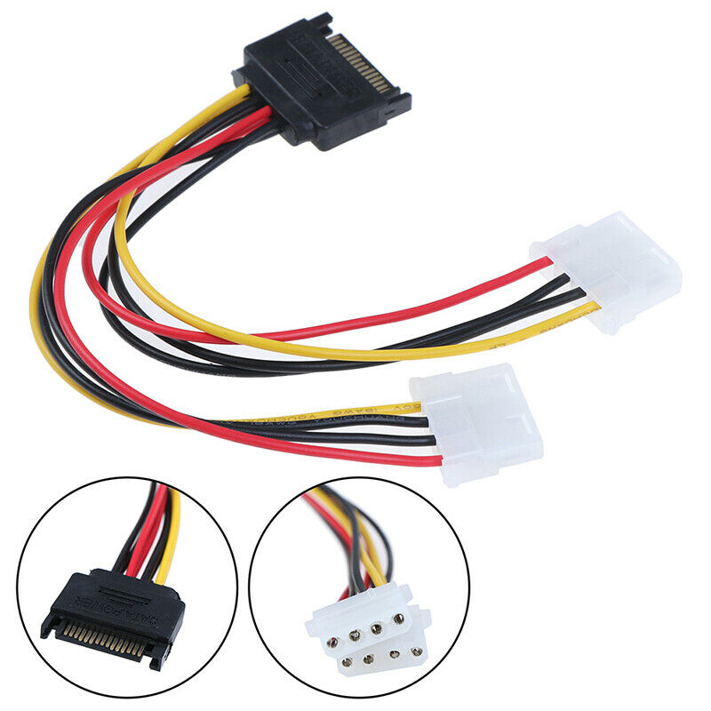 15Pin SATA Male to Double 4 Pin Molex Female IDE HDD Power HardDrive Ca-DD