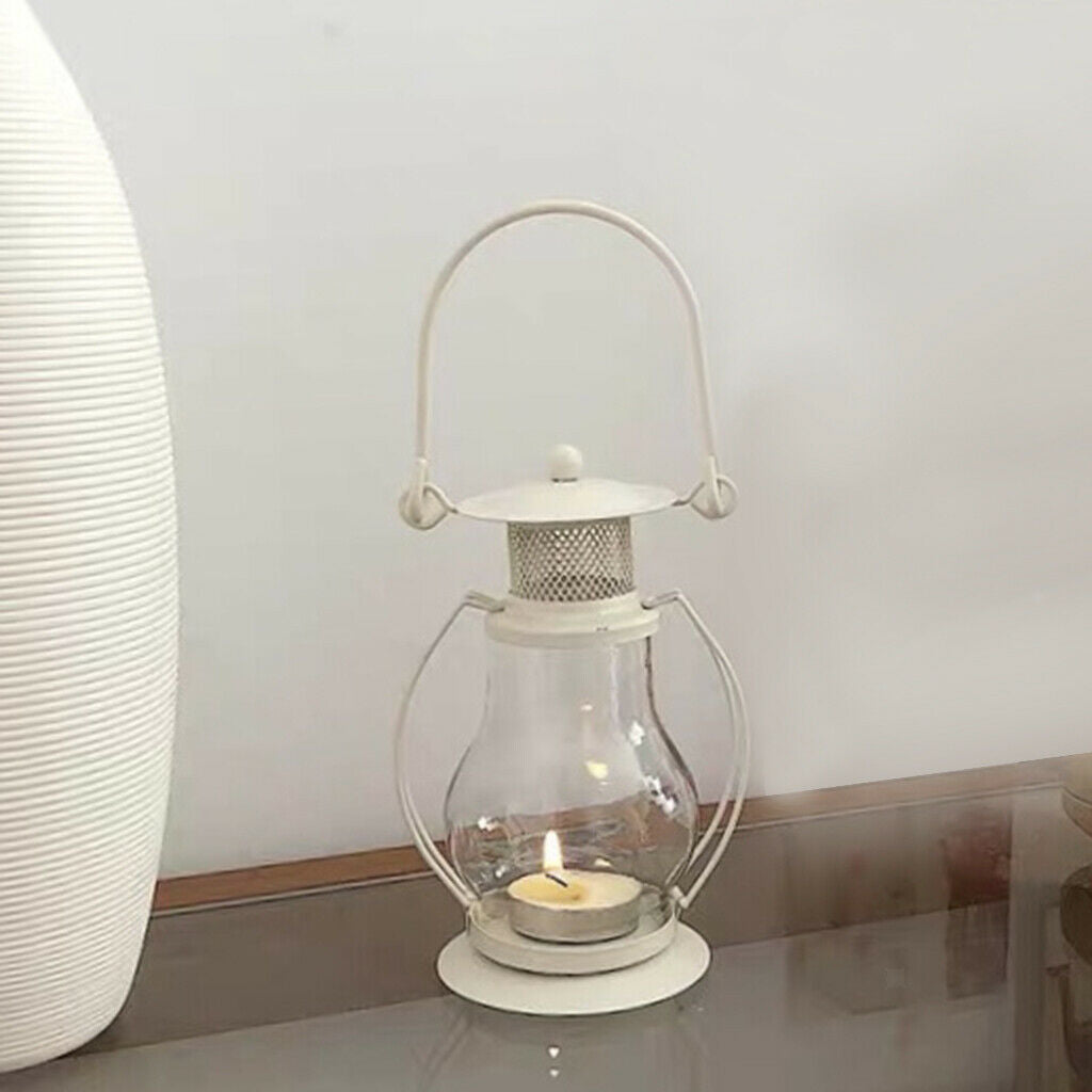 Retro Candlestick Kerosene Lamp Glass Candle Holder for Indoor Decorative
