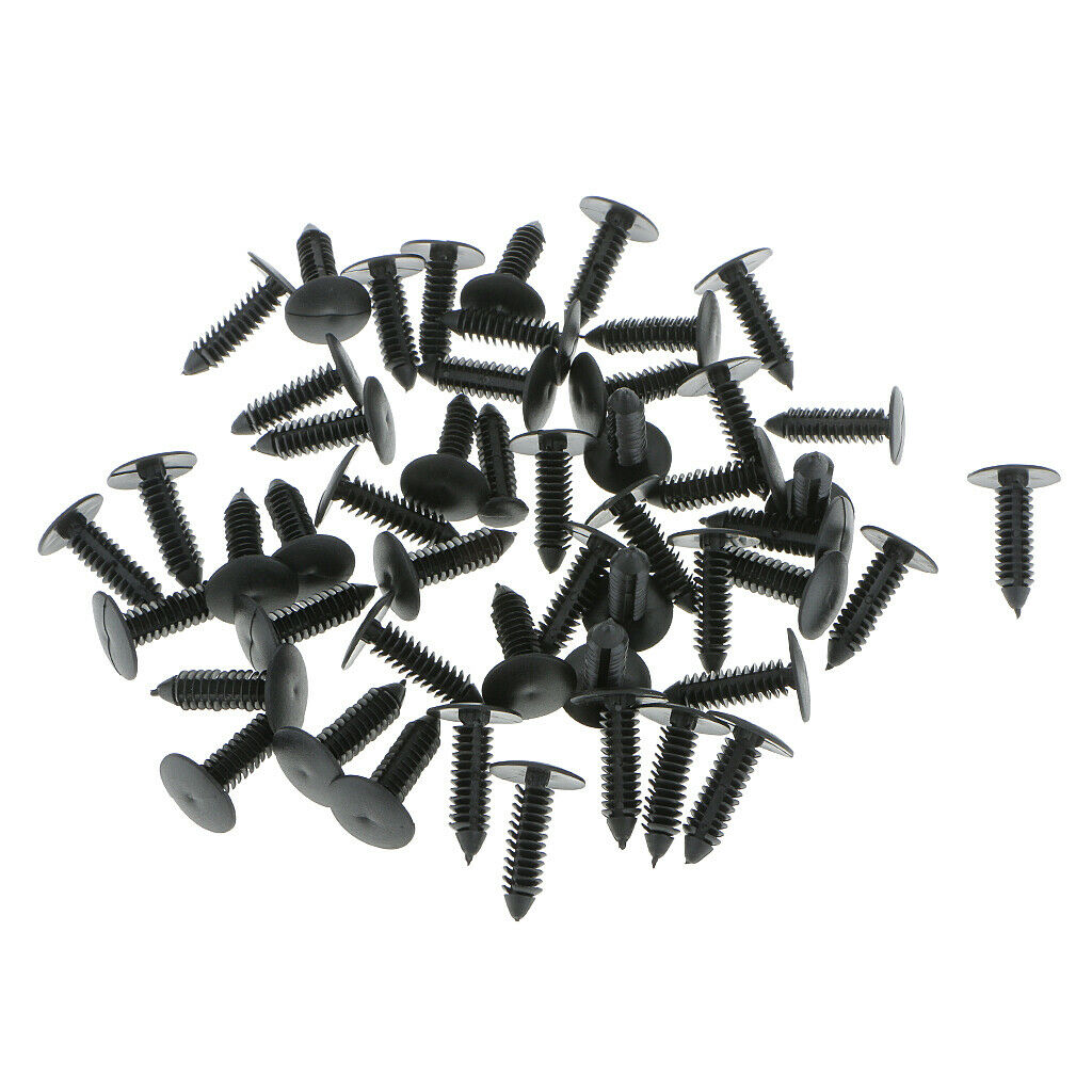 50pcs A12 Bumper Hood  Splash Guard Retainer Clips Fasteners Black
