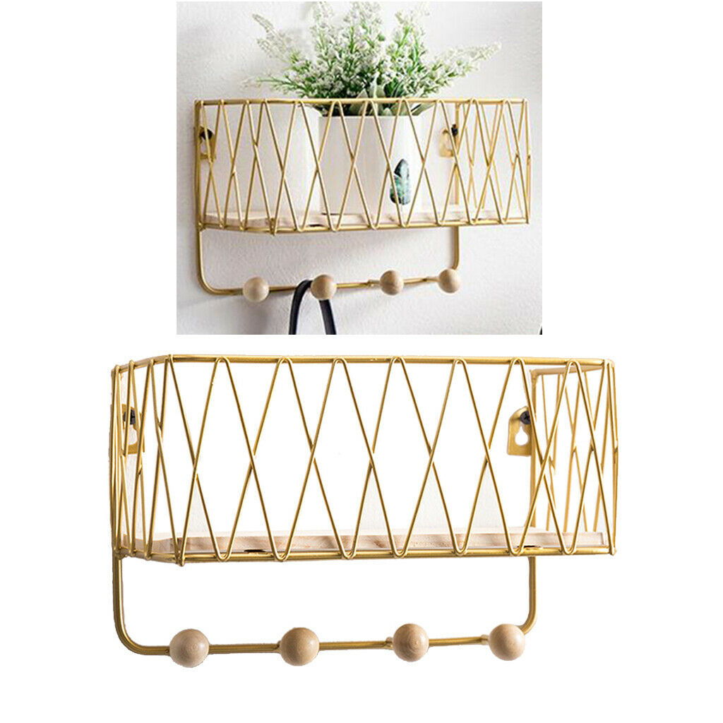 Wall Hanging Key Holder Mail Rack Coat Mail Organizer Basket golden small