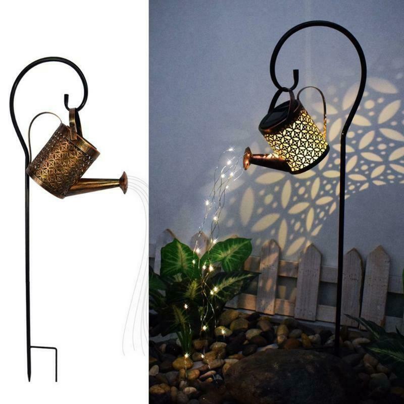 Solar Light Fairy Garden LED Light Decor Waterfall Fairy Lamp for Watering Can