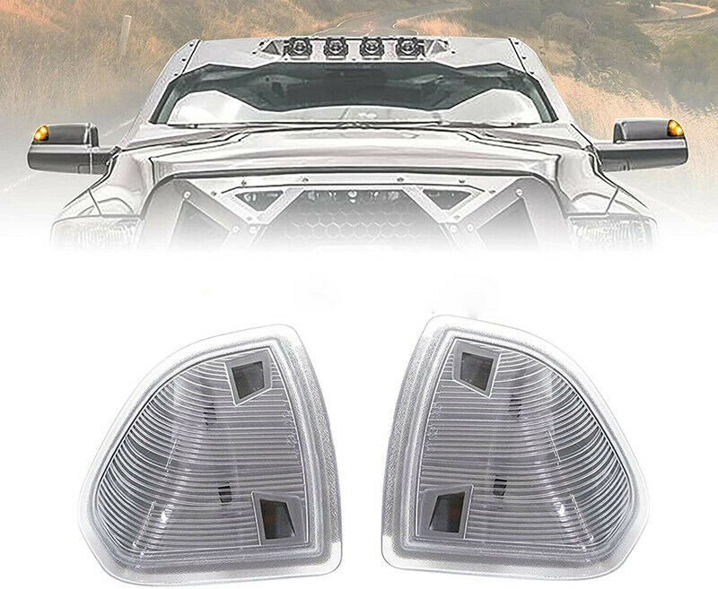 Fit Dodge Ram 1500 2500 3500 Clear Lens Amber LED Mirror Turn Signal Lights