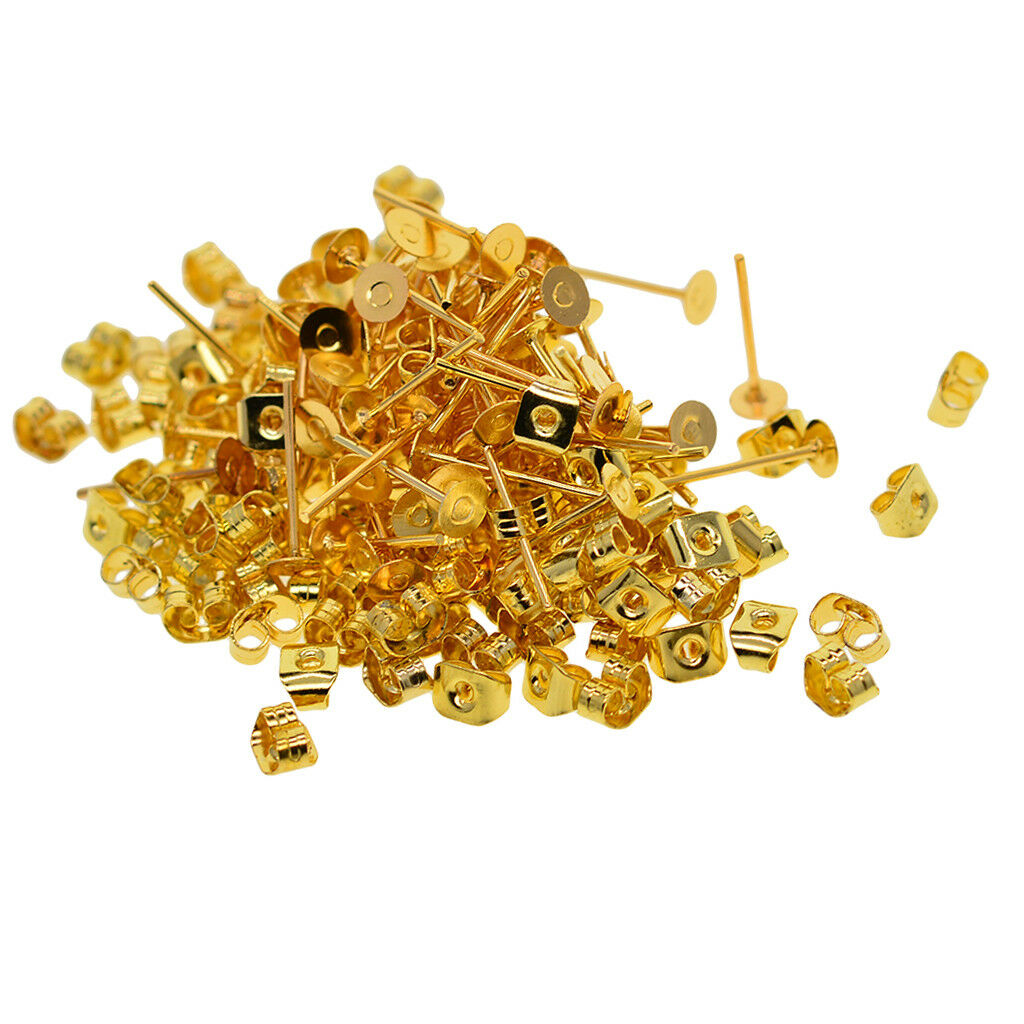 200 Pairs Flat Ear Pin Studs Earring Posts with Back Jewelry Making Supplies