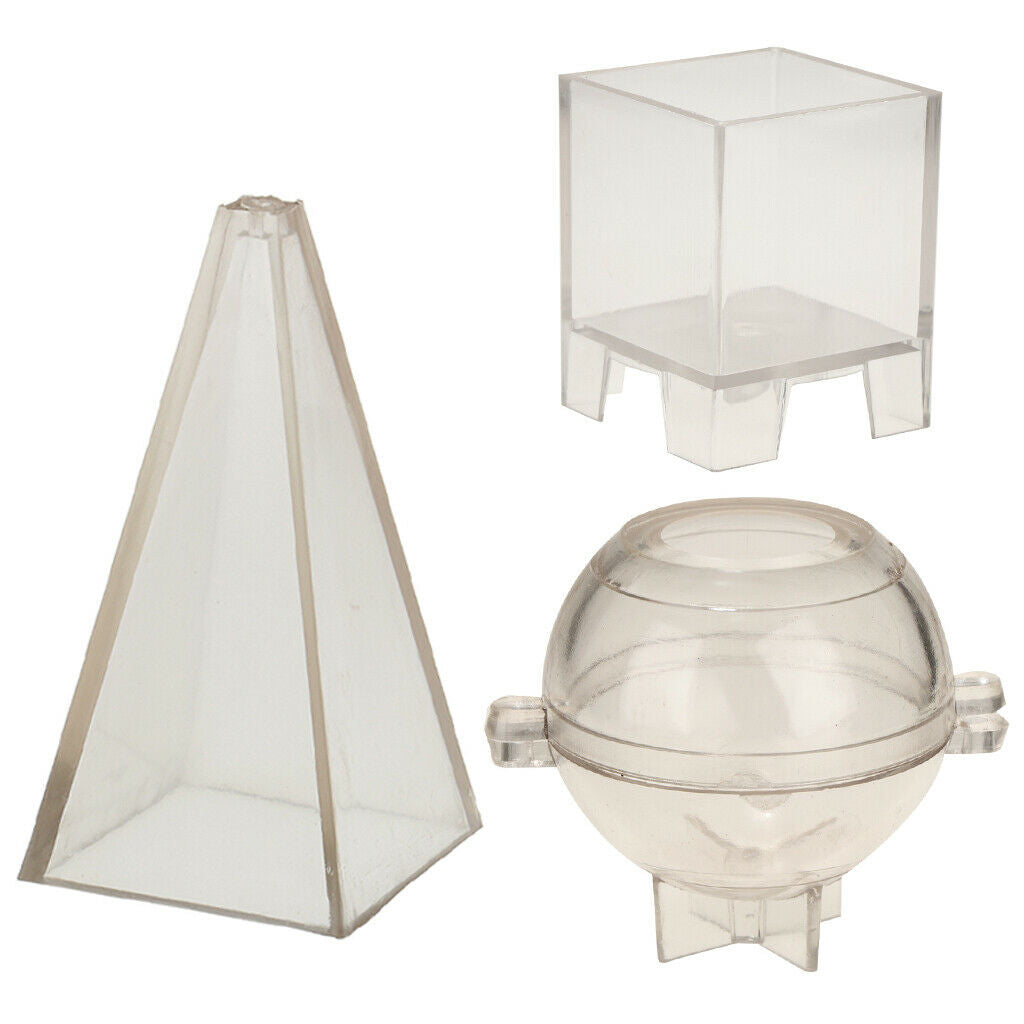 Prettyia Pyramid Sphere Square Shaped Candle Mould Plastic Moldel DIY Molds
