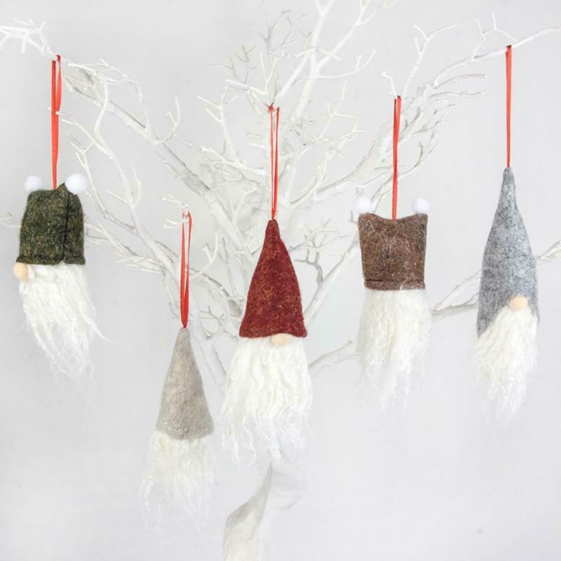 5Pcs Christmas Tree Hanging Gnomes Ornament Swedish Handmade Plush Santa Elf