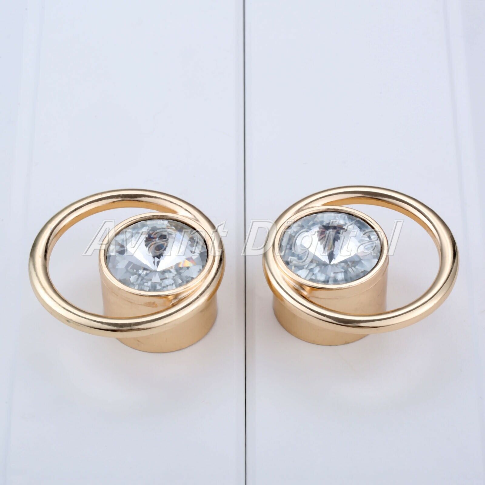 1Pc Round Ring Design Wardrobe Cabinets Crystal Glass Handles Door Pull Knobs