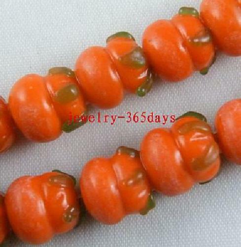 20pcs Handmade Lampwork Pumpkin Spacers 11x11mm P446