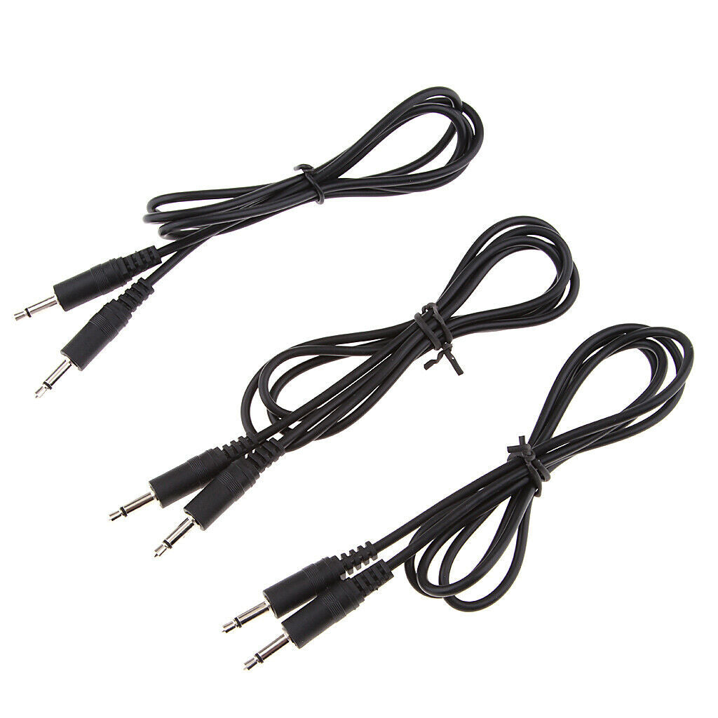 3 Pcs 3.5mm Male to Male Mono   Headphone Audio Lead Cable Wire 1M 3' - Black