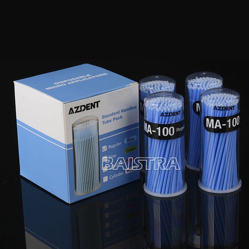 400Pcs Dental Disposable Micro Applicators Brushes Regular Blue MA-100 2.5mm