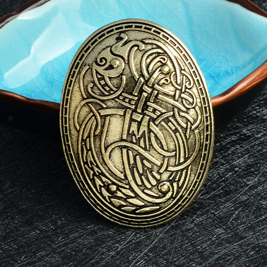 2Pack Norse Medieval Viking Shield Symbol Brooch Oval Shawl Sweater Pin