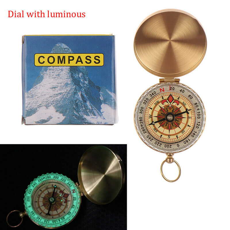 Luminous Copper Camping Hiking Survival Gear Compass With Hanging Ring Gi.l8
