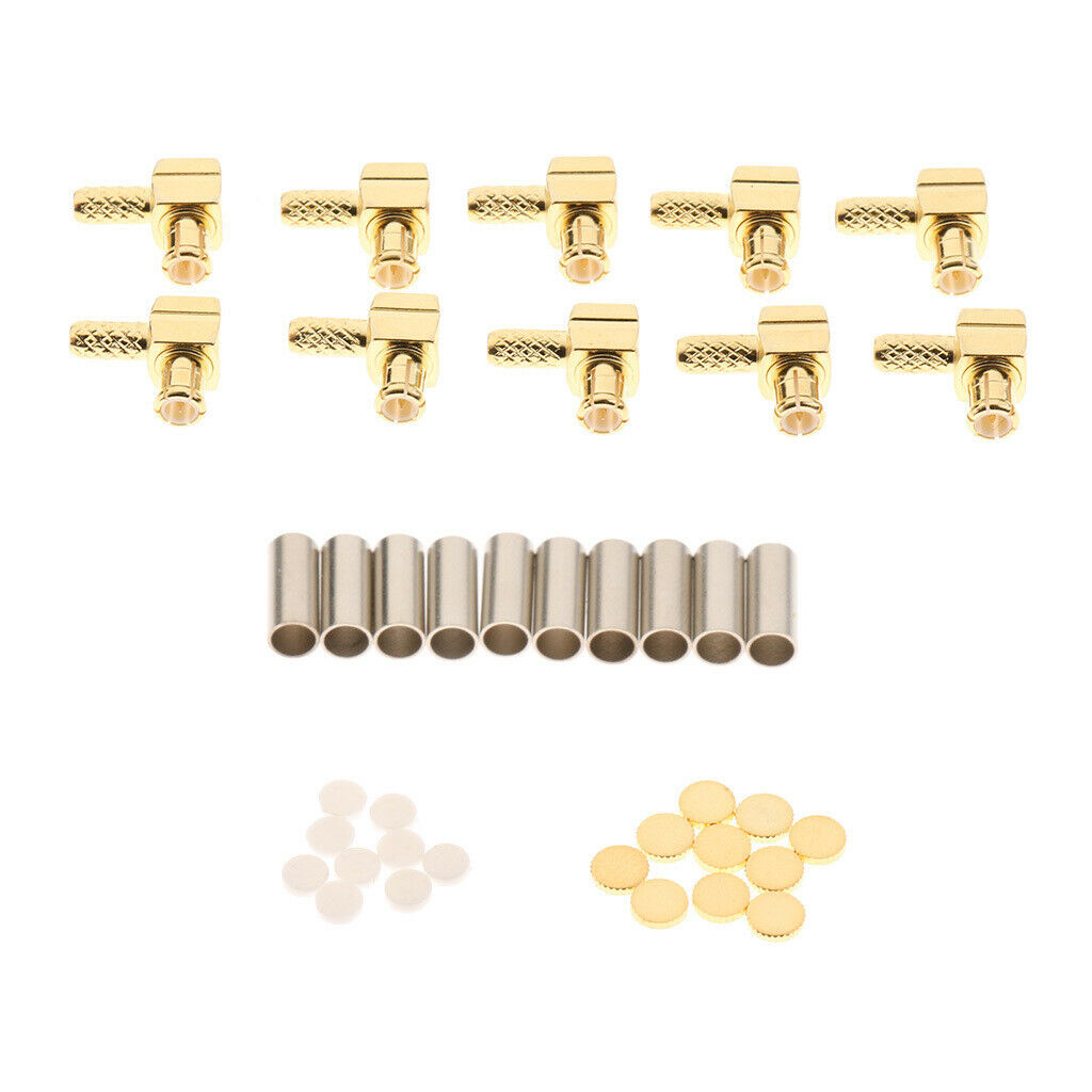 10 x RF MCX Male Plug Coax Connectors with Bulkhead Right Angle Type Crimp for