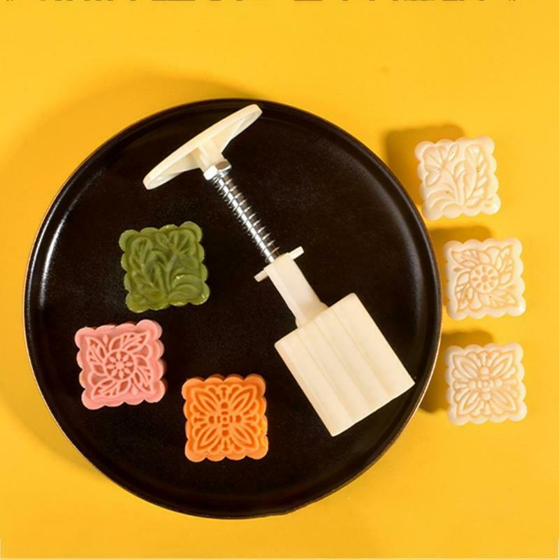 Plastic 50g Square Mooncake Mold Mid-Autumn Festival Hand-Pressure Mooncake Mold