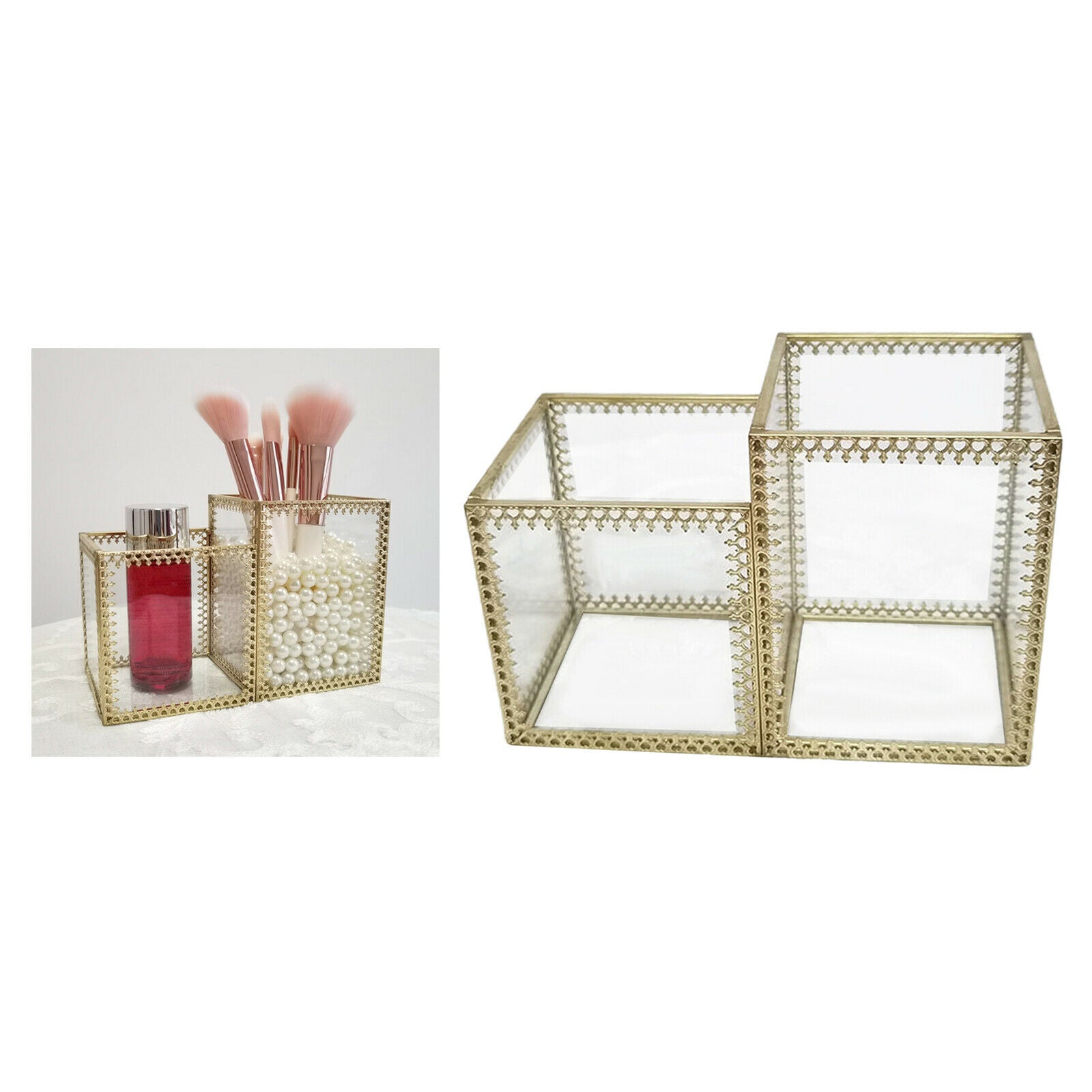 Makeup Brush Pen Holder, Handcrafted Clear Glass Cosmetic Brushes Organizer