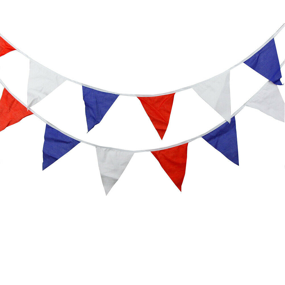25pcs 7m Independence Day String Hanging Flag Outdoor Triangle Banner Flags @