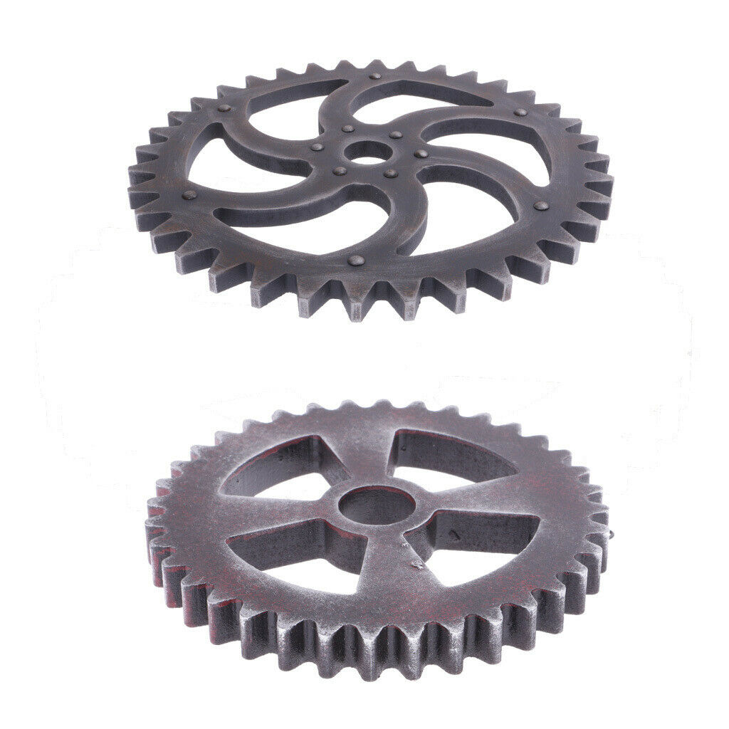 Pack 2 Retro Wooden Steampunk Gear Home Bar Craft Wall Decor