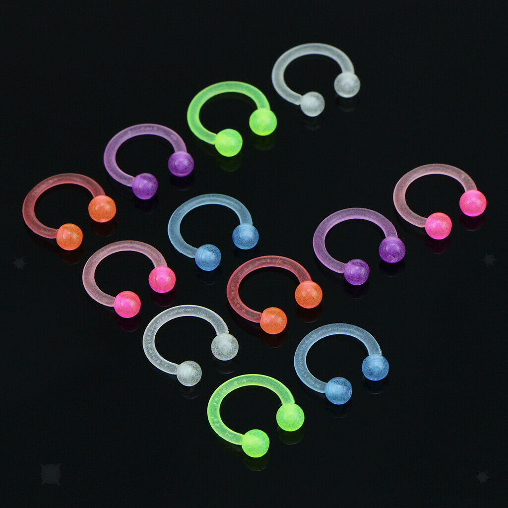 20pcs 14G Horseshoe Septum Lip Eyebrow Rings Helix Tragus Circular Jewelry