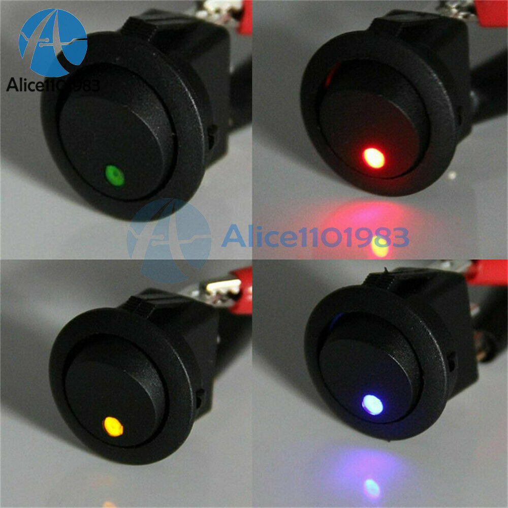 20PCS Car 12V Round Rocker Dot Boat LED Light Toggle Switch SPST ON/OFF Sales