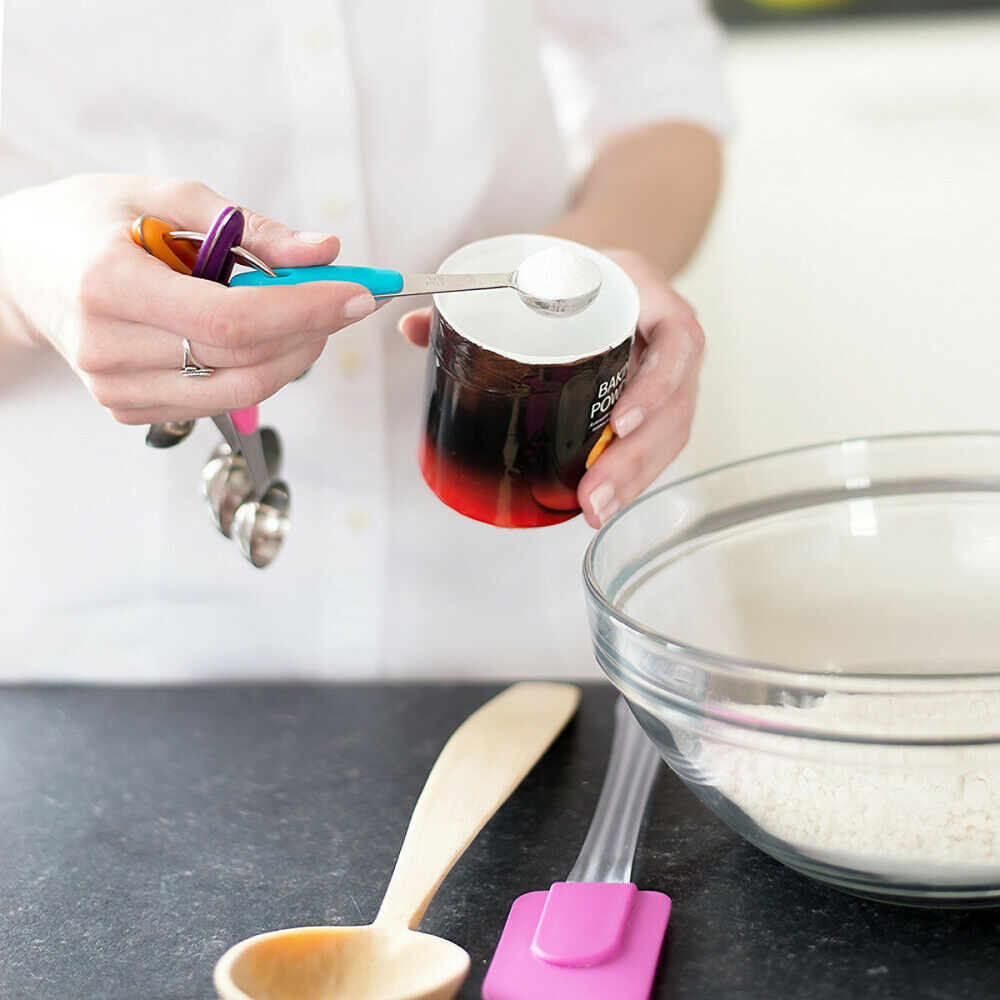 5Pcs Stainless Steel Measuring Cups Measuring Spoons Set Baking Teaspoon Kitchen