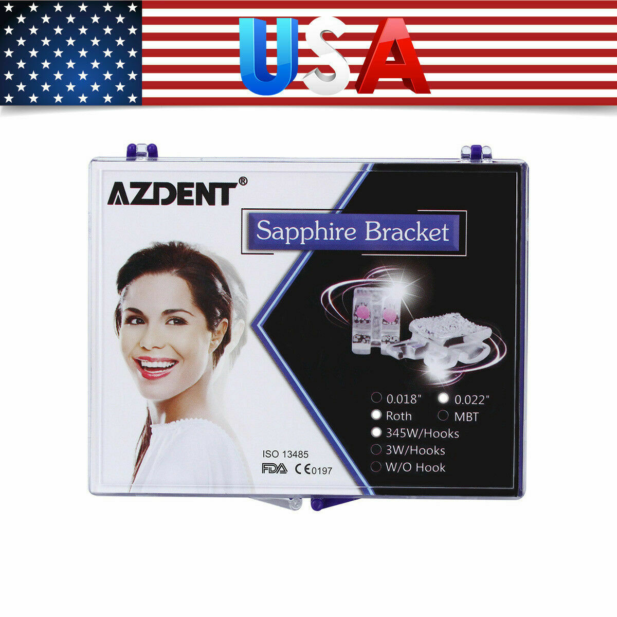 Orthodontic Sapphire Ceramic Bracket +Buccal Tube Dental Roth.022 3.4.5 Hooks