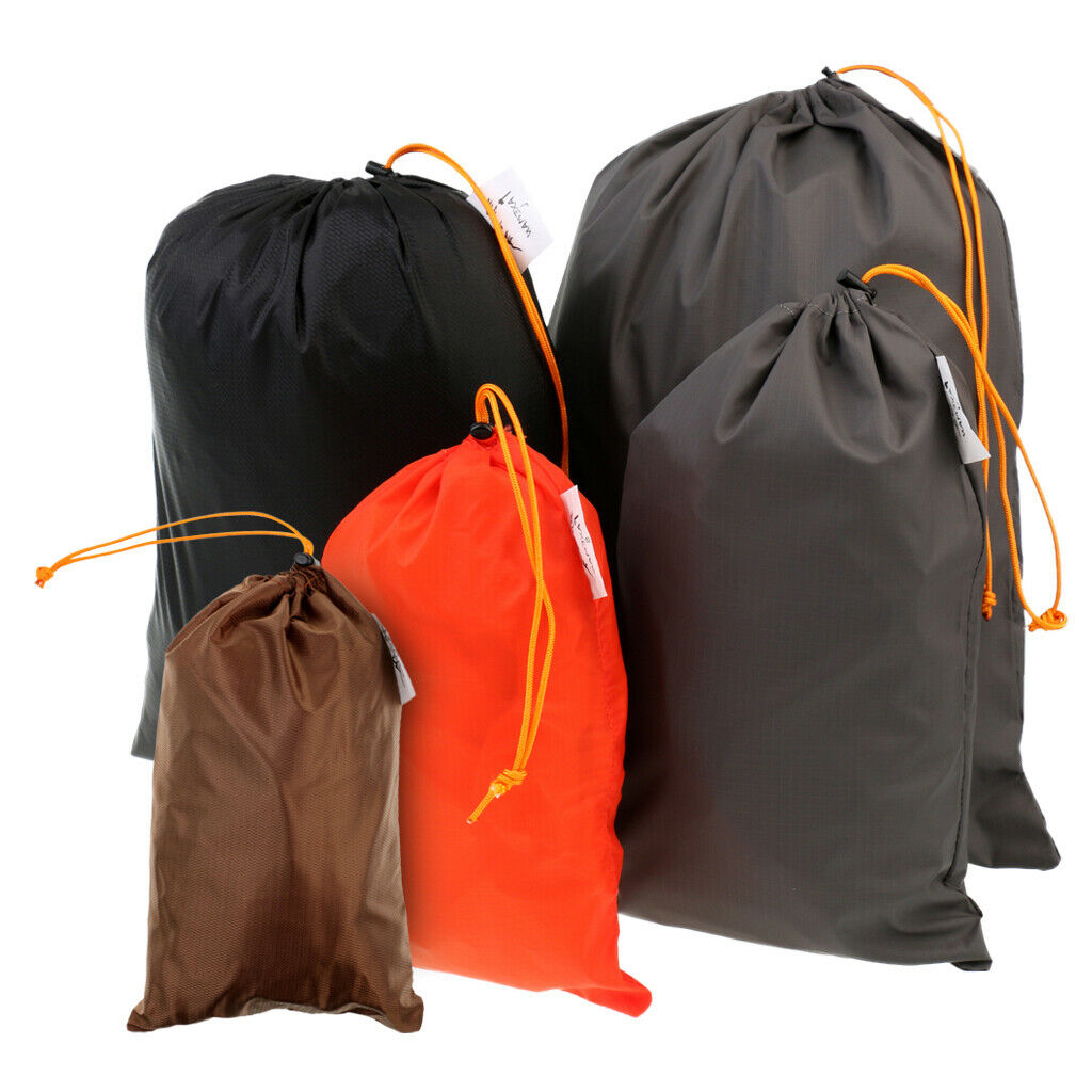 5pcs Waterproof Drawstring Storage Bag Nylon Folding Portable for Travel