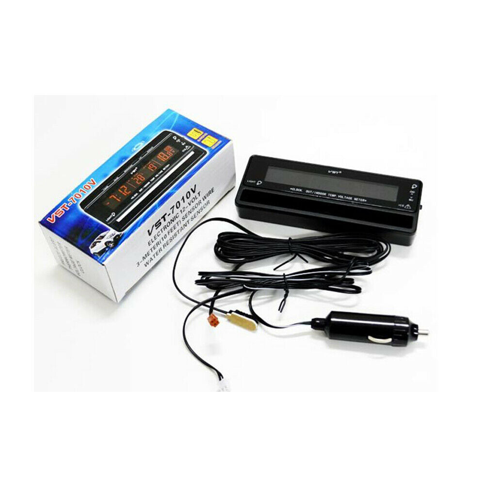 1x Digital LCD Car Clock Thermometer Temperature 04
