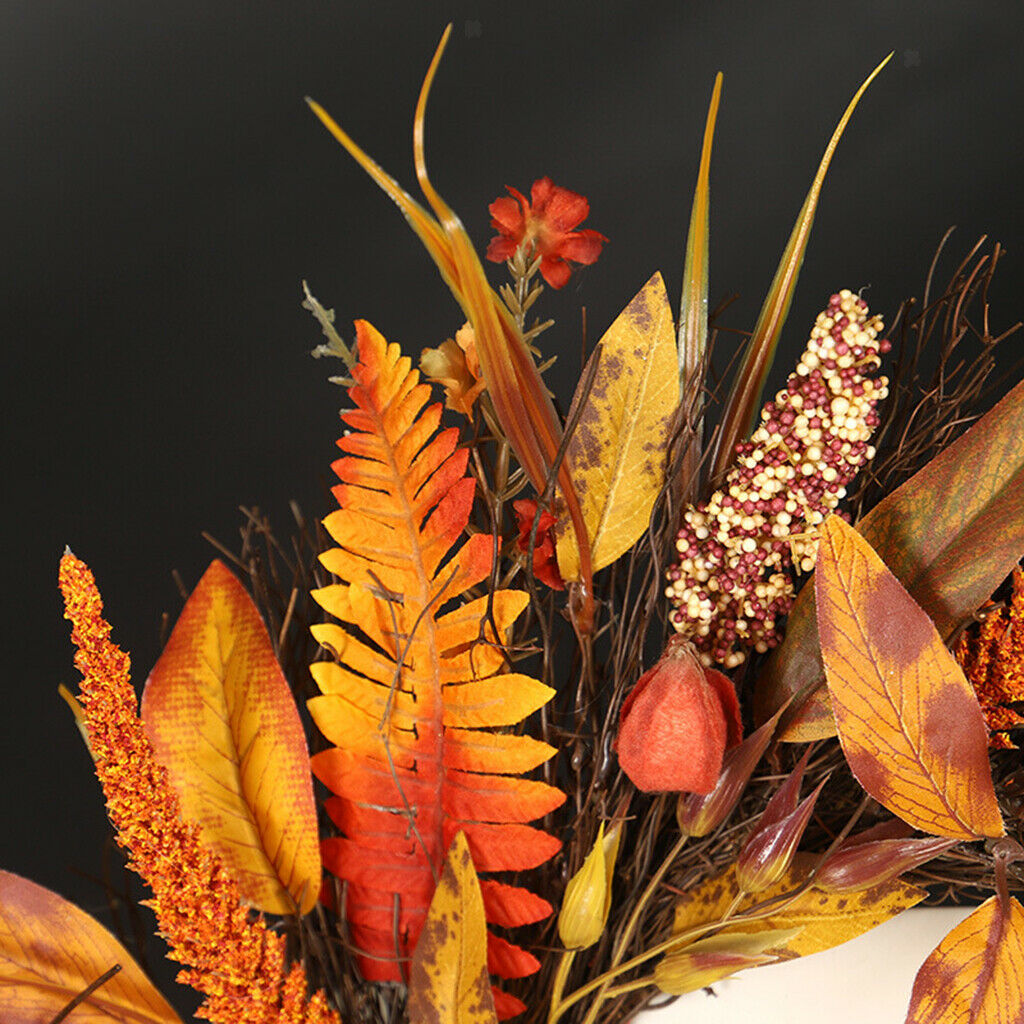 Fall Harvest Garland Artificial Grain Wreath 50cm Door Decor Thanksgiving
