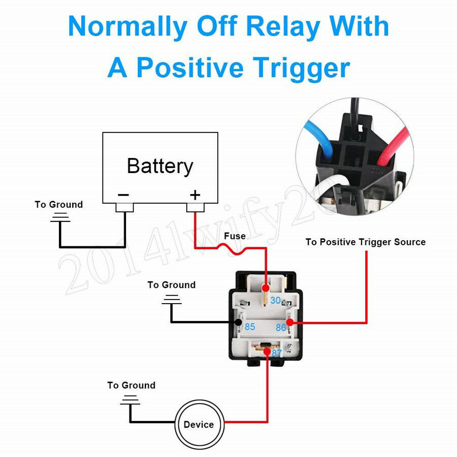 6Pcs Car Relay Switch Harness Set-12V 4PIN SPST 30AMP Fuse Holder 14AWG Hot Wire