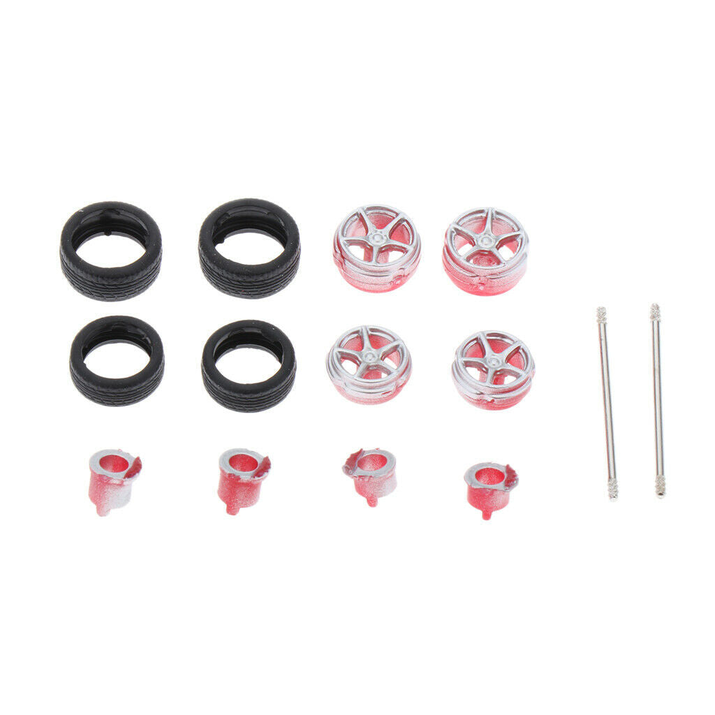 4pc 1:64 Wheels Rims Hub w/ Brake for Hotwheels Car Models Accessory Toys