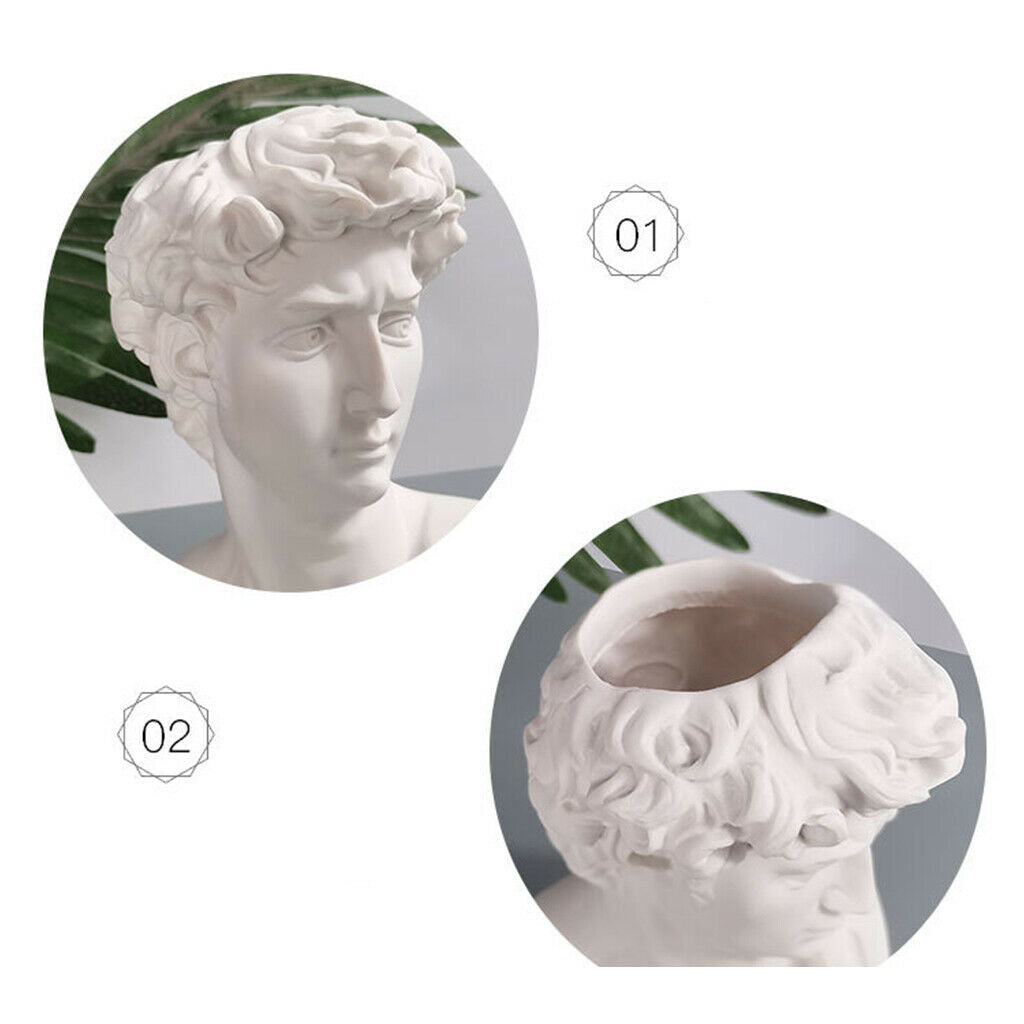 2Pcs Unique David Sculpture Statues Makeup Brush Holder Storage Flower Vase