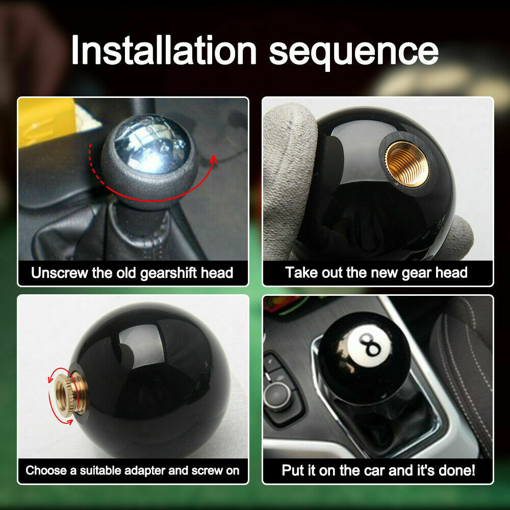 Universal Fit Black No.8 Billiard Ball Round Custom Car Gear Shifter Shift Knob