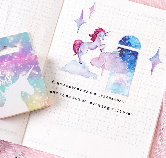 46Pcs/pack Cartoon Unicorn Scrapbooking Stickers Scrapbooking Embellishments
