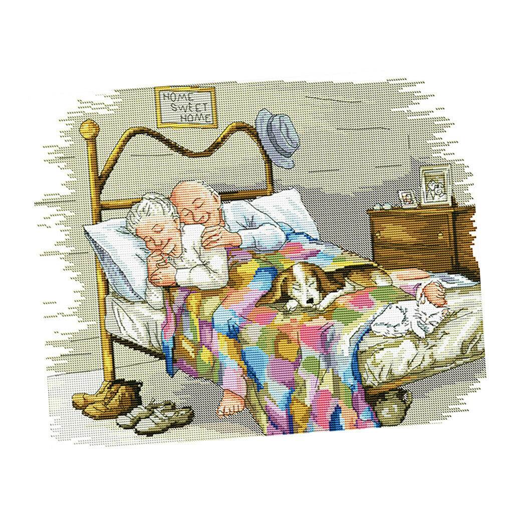 14CT Counted Cross Stitch Kits Cross-Stitch Pattern Old Married Couple with