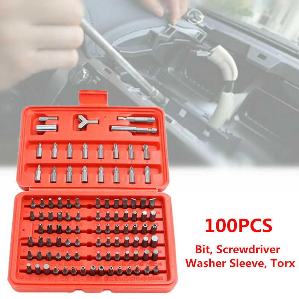 100pcs Assorted Screwdriver Bits Set Hand Tool Box Drill Washer Sleeve Security