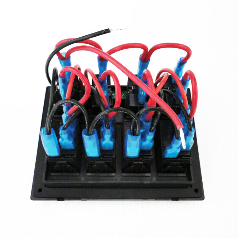 Boat RV Marine Switch Panel 4 Gang LED Rocker Switch with Circuit Breakers Kit