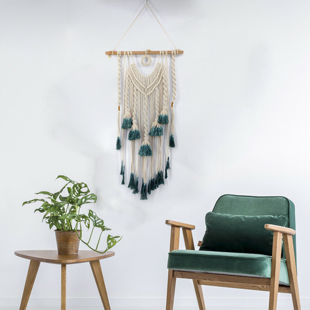 Green Wall Tapestry Bohemian Art Macrame Woven Hanging Backdrop Wedding Party
