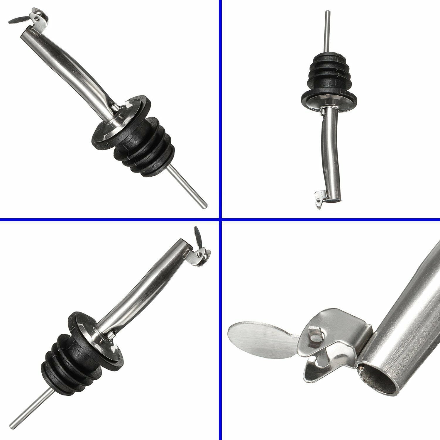 10 x 304 Stainless Steel Wine Pourers Bottle Stoppers Spouts Liquor Bar Oil Flow