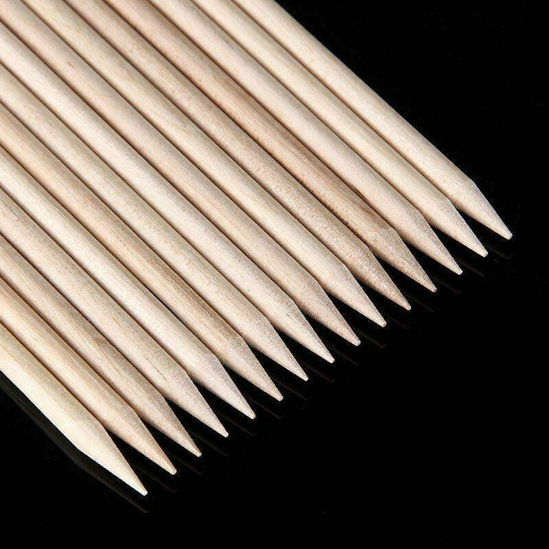 100PCS Cuticle Pusher Remover Pedicure Wood Sticks Nail Art DIY Manicure Tools