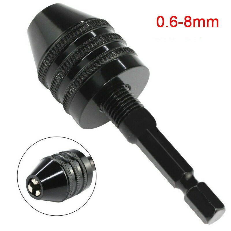 1/4" Keyless Chuck Conversion Hex Shank Adapter Drill Bit Quick Change Driver