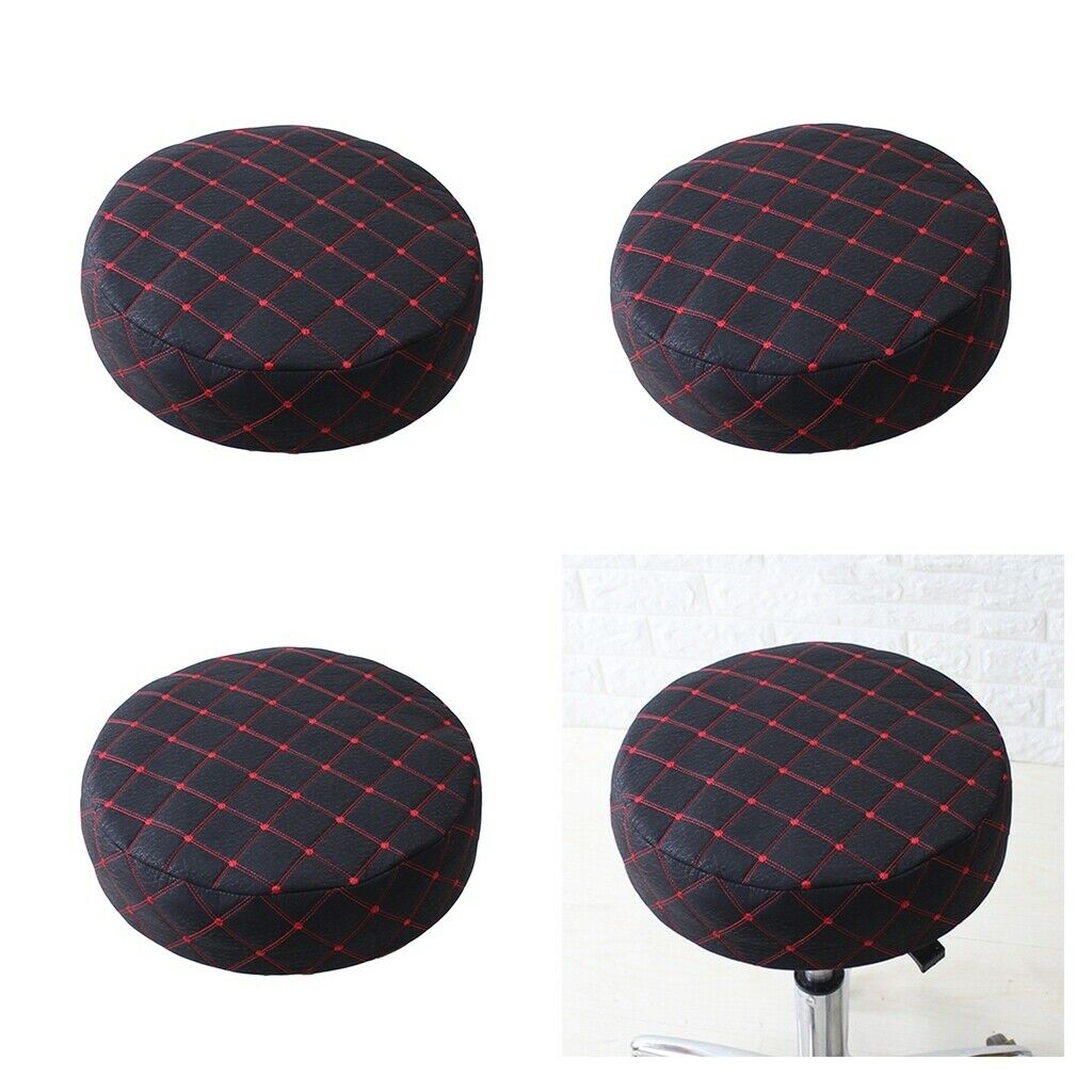 4 Pieces Bar Stool Covers Round Chair Seat Cover Protector Cushion Pad Black