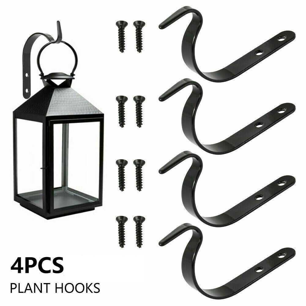 4pcs Hook Wall Decor Brackets Metal Hanging Basket Outdoor Garden Plant Hanger